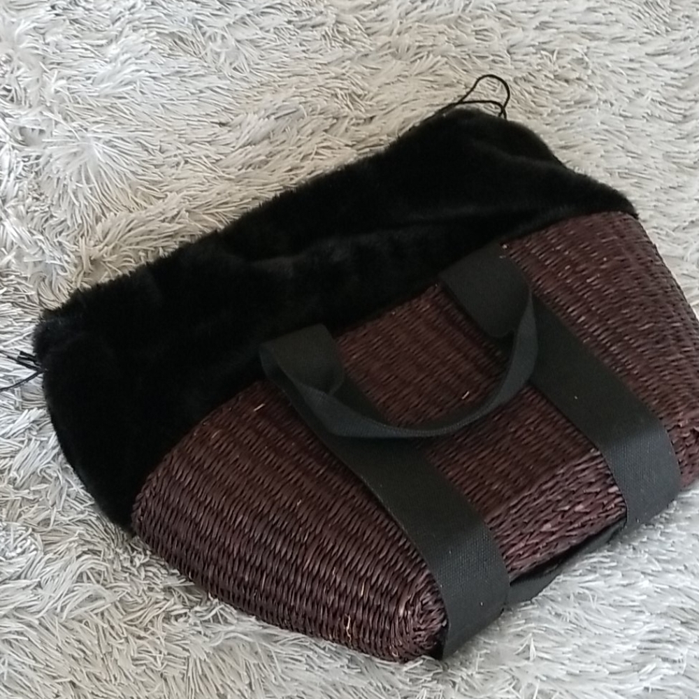 ZARA Mixed Media Straw Bag - Picture 4 of 9